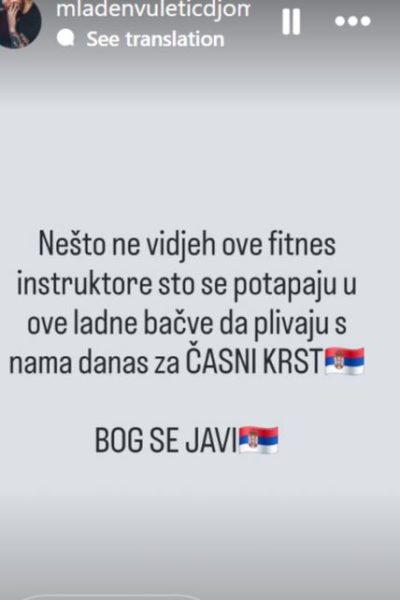 objava Mladena Vuletića o fitnes instruktorima za Bogojavljenje